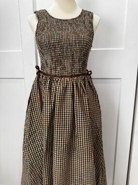 Smocked Maxi Dress in Brown